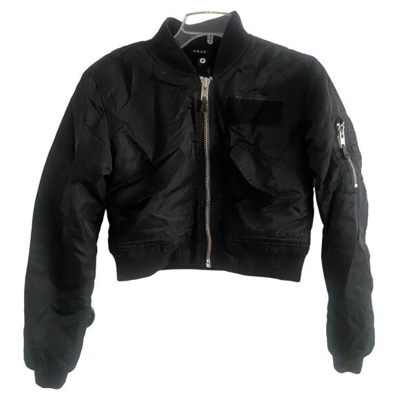 KSUBI Ski Jacket Women's Small (size tag missing) Black Crop Red Interior Zipper - Picture 2 of 14